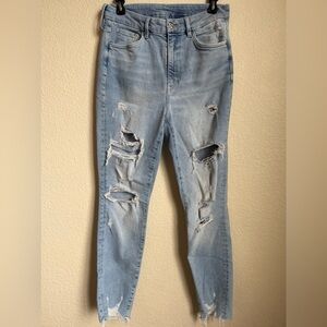 Trendy Light Blue Distressed Women's Skinny Jeans